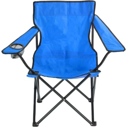 Krzesło Wędkarskie i Turystyczne Niebieskie, Składane, Ergonomiczne z Uchwytem na Napoje i Podłokietnikami, Maks. Obciążenie 120kg