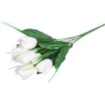 Bukiet 6 TULIPANÓW z trawką 34 cm BIAŁY - obrazek 3