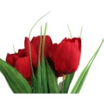 Bukiet 6 TULIPANÓW z trawką 34 cm CZERWONY - obrazek 2
