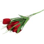 Bukiet 6 TULIPANÓW z trawką 34 cm CZERWONY - obrazek 3