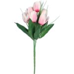 Bukiet 6 TULIPANÓW z trawką 34 cm JASNO RÓŻOWY