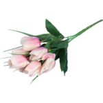 Bukiet 6 TULIPANÓW z trawką 34 cm JASNO RÓŻOWY - obrazek 3