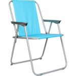 Niebieskie Składane Krzesło Turystyczne z Amortyzacją Siedziska i Podłokietnikami - obrazek 2