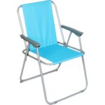 Niebieskie Składane Krzesło Turystyczne z Amortyzacją Siedziska i Podłokietnikami