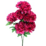 BUKIET 6 SZTUCZNYCH CHRYZANTEM BORDOWYCH 72 CM WYSOKOŚCI - obrazek 2
