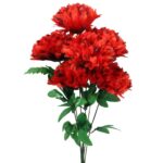 Sztuczne Chryzantemy w Bukiecie - 6 Sztuk, Kolor Czerwony, Wysokość 72 cm - obrazek 2