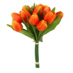 TULIPAN TULIPANY DUŻY BUKIET 12 SZTUCZNE KWIATY POMARAŃCZOWY