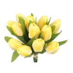 Bukiet 12 Sztucznych Tulipanów w Naturalnym Odcieniu Żółtego, Dekoracja Wnętrz, 38 cm - obrazek 3