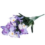 Bukiet 14 irysów z margaretkami i wrzosami 50 cm - obrazek 3