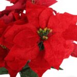 Czerwony Bukiet 5 Sztucznych Poinsecji Welurowych o Wysokości 56 cm - Dekoracja Bożonarodzeniowa - obrazek 2