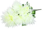 Bukiet 6 dużych chryzantem w kolorze białym 60 cm - obrazek 2