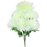 Bukiet 6 dużych chryzantem w kolorze białym 60 cm