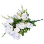 BUKIET SZTUCZNYCH RÓŻ - 20 SZTUK, KOLOR BIAŁY, WYSOKOŚĆ 54 CM - obrazek 2