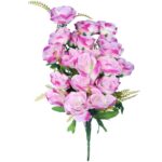 BUKIET SZTUCZNYCH RÓŻ FIOLETOWYCH - 20 SZTUK Z DODATKAMI, WYSOKOŚĆ 56 CM