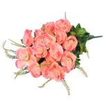 Sztuczny Bukiet 20 Róż w Kolorze Łososiowym o Wysokości 56 cm - obrazek 2