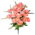 Sztuczny Bukiet 20 Róż w Kolorze Łososiowym o Wysokości 56 cm