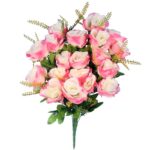 BUKIEET 20 SZTUCZNYCH RÓŻ W KOLORZE RÓŻOWYM O WYSOKOŚCI 56 CM