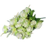 Bukiet Sztucznych Róż w Kolorze Zielonym - 20 Sztuk - obrazek 2