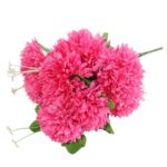 Bukiet 12 Sztucznych Chryzantem z dodatkami w Kolorze różowym- Idealny na Wszystkich Świętych - obrazek 3
