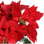 Bukiet 7 ELEGANCKICH WELUROWYCH POINSECJI 55 cm KOLOR CZERWONY - obrazek 2