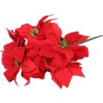 Bukiet 7 ELEGANCKICH WELUROWYCH POINSECJI 55 cm KOLOR CZERWONY - obrazek 3