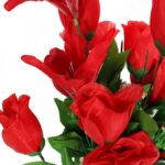 Czerwony Bukiet Sztucznych Kwiatów Żywe Piękno - Róża i Lilia, 54 cm - obrazek 2