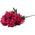 Bukiet z 7 Sztucznych Chryzantem i Gipsówką w Kolorze Bordowym - Dekoracja na Wszystkich Świętych, Wysokość 58 cm - obrazek 2