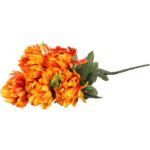 Pomarańczowy Bukiet Sztucznych Chryzantem z Gipsówką - Dekoracja na Wszystkich Świętych, Wysokość 58 cm - obrazek 2