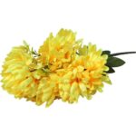 BUKIET ŻÓŁTYCH CHRYZANTEM Z GIPSÓWKĄ - KWIATY SZTUCZNE WYSOKIEJ JAKOŚCI 58cm. - obrazek 2