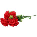 Sztuczny bukiet 7 czerwonych chryzantem 80cm - dekoracja na Wszystkich Świętych. - obrazek 2