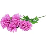 Sztuczny Bukiet 7 Dużych Chryzantem Fioletowych 80cm - Dekoracja na Wszystkich Świętych - obrazek 2