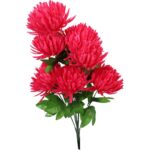 Sztuczne Chryzantemy Ciemno Różowe - Bukiet 7 Sztuk o Wysokości 70 cm - obrazek 2