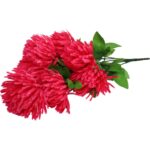 Sztuczne Chryzantemy Ciemno Różowe - Bukiet 7 Sztuk o Wysokości 70 cm - obrazek 3