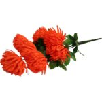 Pomarańczowy Bukiet Sztucznych Chryzantem - Dekoracja Świąteczna o Wysokości 70 cm - obrazek 3