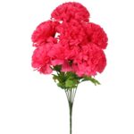 Sztuczny Bukiet 7 Dużych Chryzantem Ciemnoróżowy - Dekoracja na Wszystkich Świętych