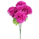 Sztuczne Chryzantemy Fioletowe - Bukiet 7 Dużych Kwiatów na Wszystkich Świętych