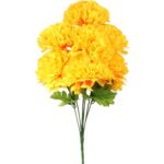 Sztuczne Pomarańczowe Chryzantemy - 7 Szczegółowo Wykonanych Kwiatów w Bukiecie