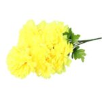 Chryzantemy Sztuczne na Wszystkich Świętych - Bukiet 7 Dużych Kwiatów w Kolorze Żółtym - obrazek 2