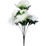 BUKIEET 8 SZTUCZNYCH CHRYZANTEM Z GIPSÓWKĄ W KOLORZE BIAŁYM - WYSOKOŚĆ 54CM