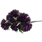 Sztuczny Bukiet 8 Fioletowych Chryzantem z Gipsówką - Dekoracja Grobowa 54cm - obrazek 2