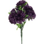 Sztuczny Bukiet 8 Fioletowych Chryzantem z Gipsówką - Dekoracja Grobowa 54cm