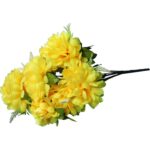 Sztuczny Bukiet Żółtych Chryzantem z Gipsówką - Dekoracja Cmentarna, Wysokość 54cm - obrazek 2