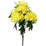 Sztuczny Bukiet Żółtych Chryzantem z Gipsówką - Dekoracja Cmentarna, Wysokość 54cm