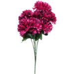 Sztuczny Bukiet 9 Bordowych Chryzantem 58cm Wysokiej Jakości - obrazek 2