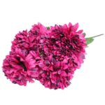 Sztuczny Bukiet 9 Bordowych Chryzantem 58cm Wysokiej Jakości - obrazek 3