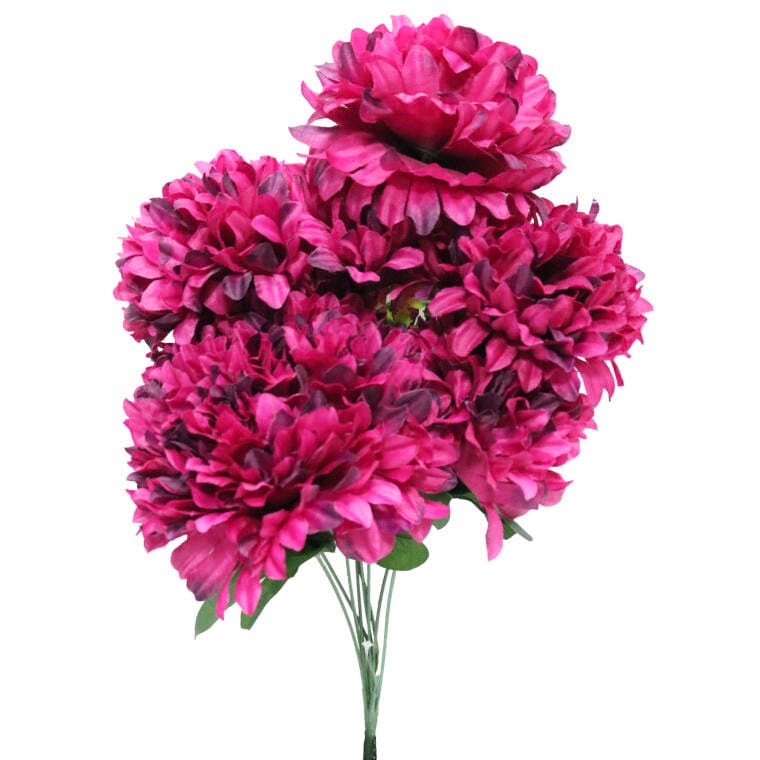 BUK9-406BR Sztuczny Bukiet 9 Bordowych Chryzantem 58cm Wysokiej Jakości - obrazek 1