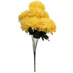 BUKIET 9 SZTUCZNYCH CHRYZANTEM ŻÓŁTYCH 58 CM - DO DEKORACJI MIEJSCE PAMIĘCI - obrazek 2