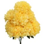 BUKIET 9 SZTUCZNYCH CHRYZANTEM ŻÓŁTYCH 58 CM - DO DEKORACJI MIEJSCE PAMIĘCI
