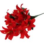 BUKIEET 10 CZERWONYCH SZTUCZNYCH LILII - WYSOKOŚĆ 44 CM - obrazek 3