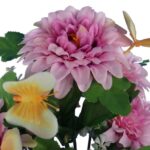 BUKIET FIOLETOWYCH MARGARETEK Z DEKORACYJNYMI MOTYLKAMI - KWIECISTA DEKORACJA 40 CM - obrazek 2